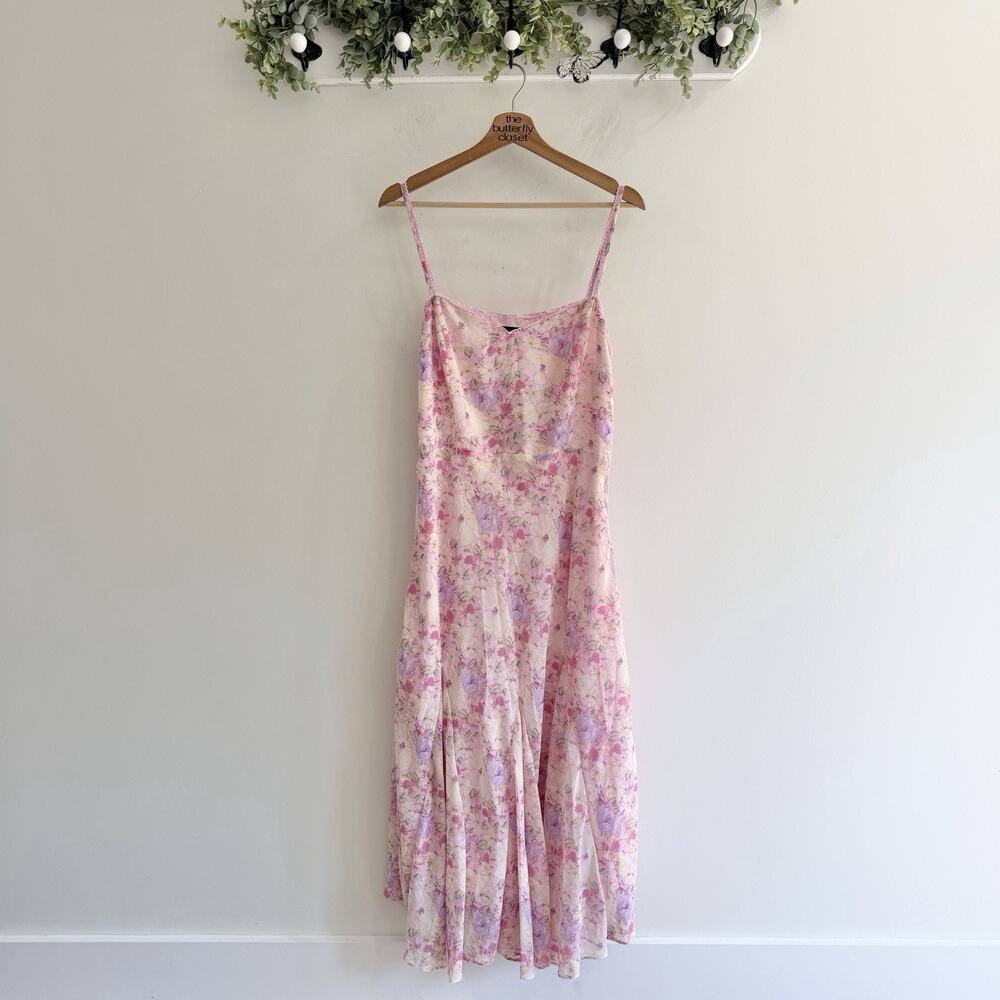 Lulus Charmed Invite Pink Floral Midi Dress Pink Maxi Formal Wedding New XL 17-6